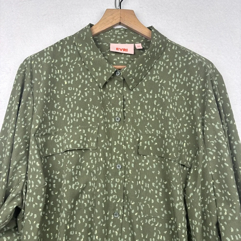 EVRI Utility Shirt Womens 3X Button Front Chest Pockets